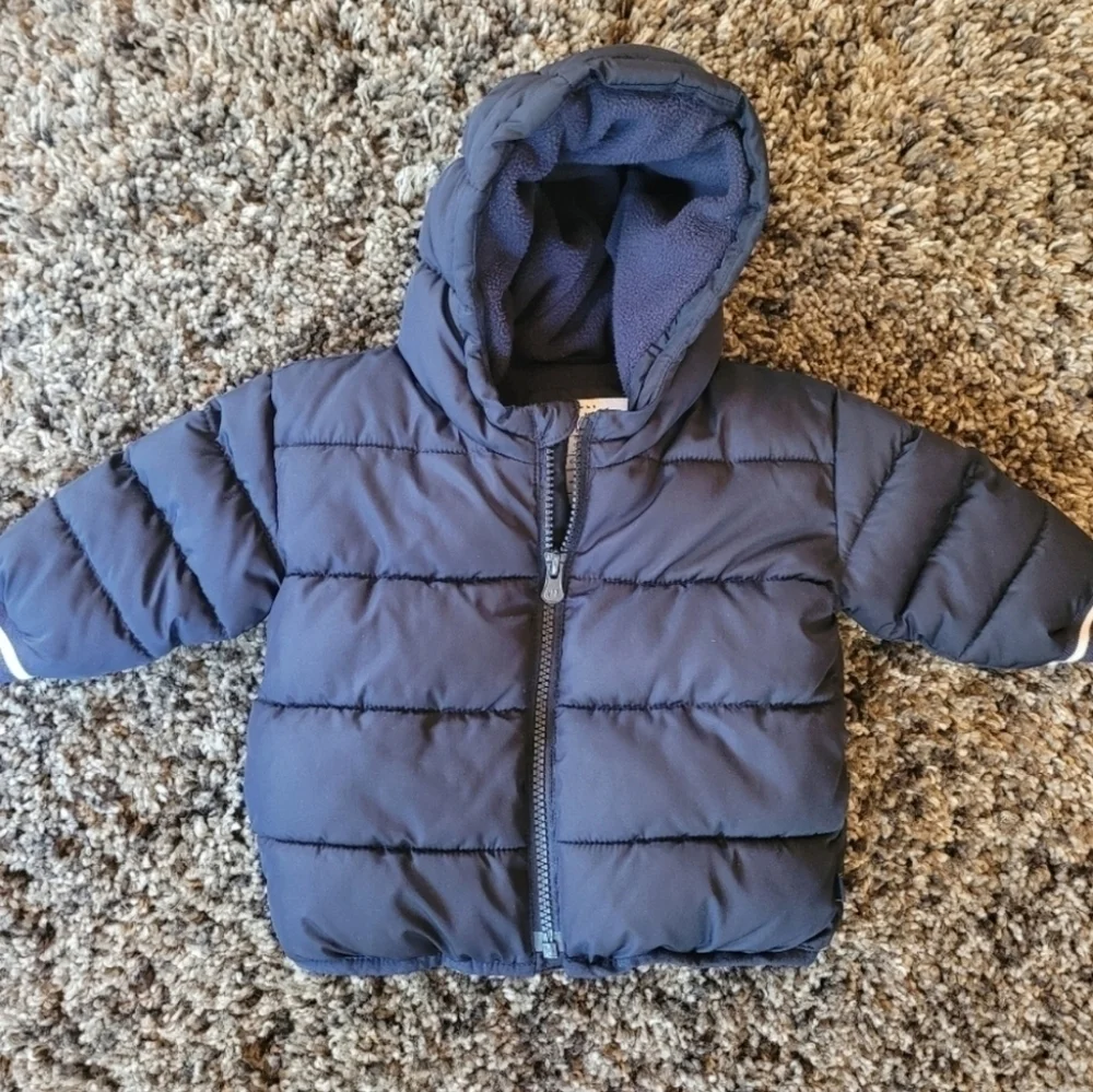 GAP Baby Coldcontrol Navy Fleece Lined Puffer Coat Size 6-12 Months